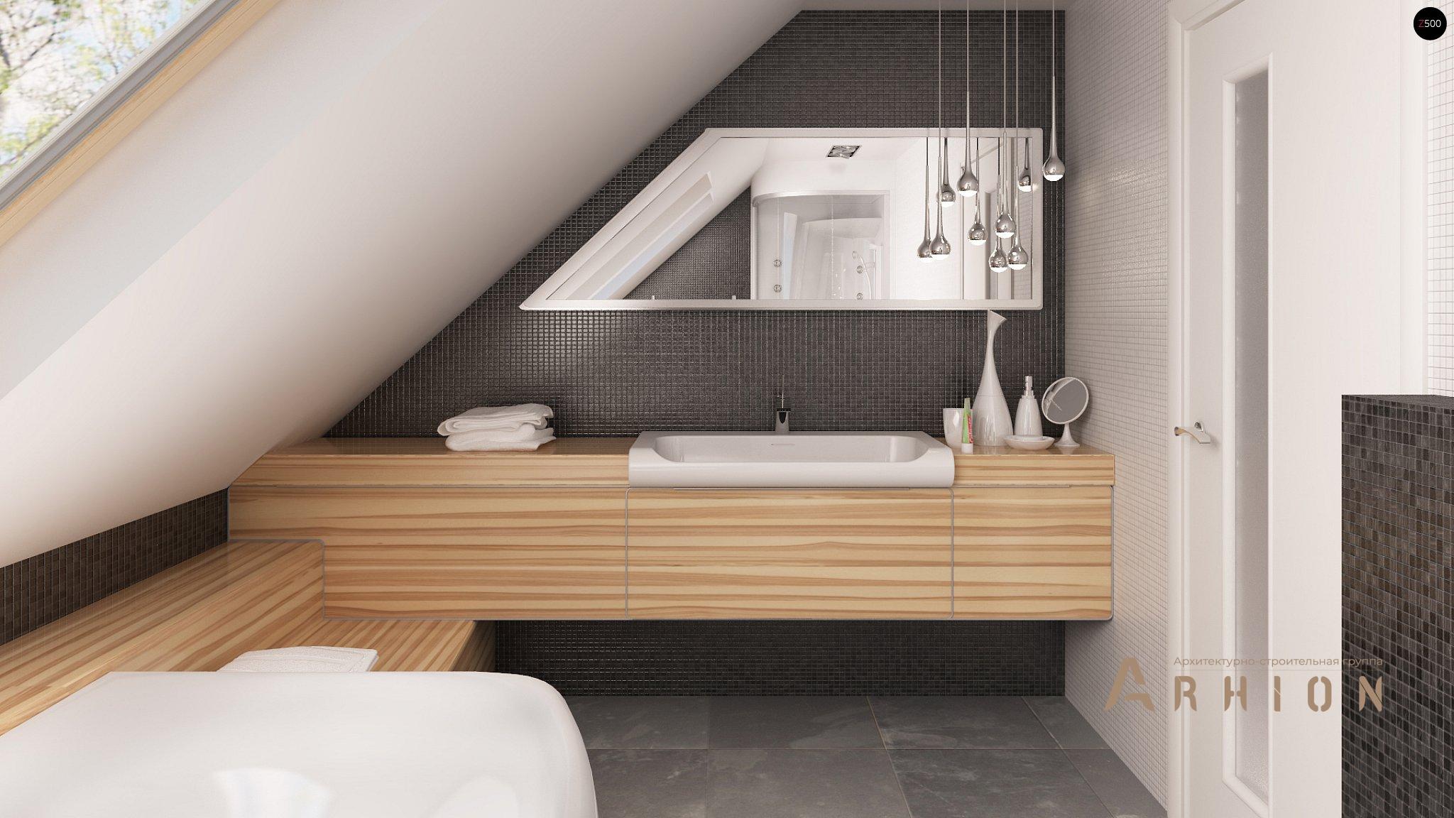 13. Проект одноэтажного дома в европейском стиле с двускатной кровлей, Z40 os, площадью - 142 кв c мансардой